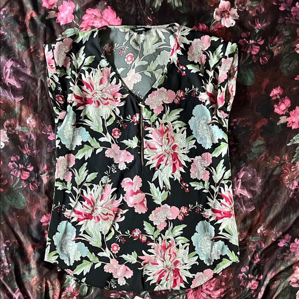 Express Black Floral Women's Blouse